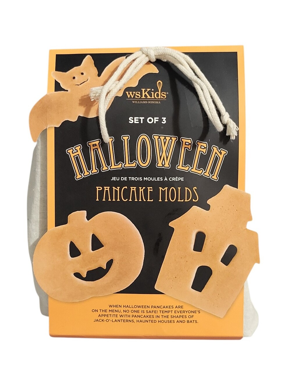 Williams Sonoma Set of 3 Halloween Pancake Molds Bat Pumpkin Haunted House NEW
